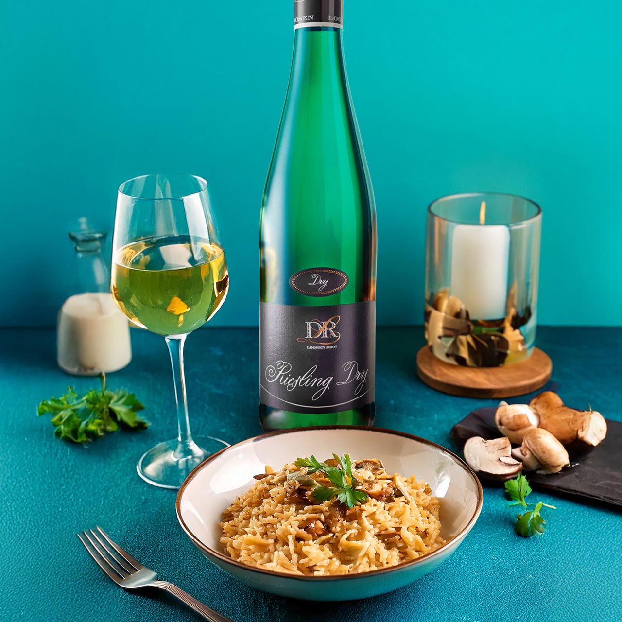 Herbed Mushroom Risotto with Dr. L Dry Riesling