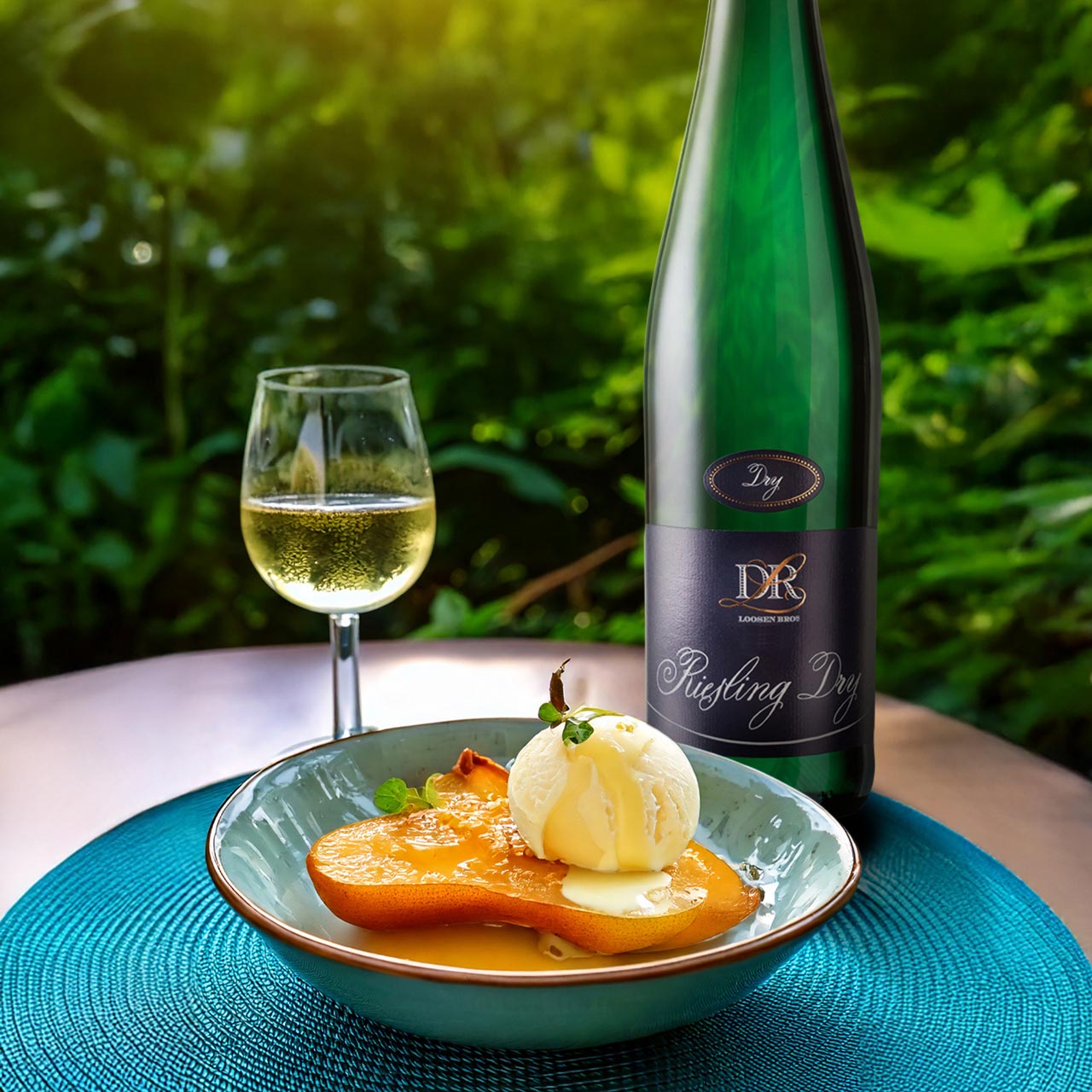 Honey-Poached Pears with Dr. L Riesling & Vanilla